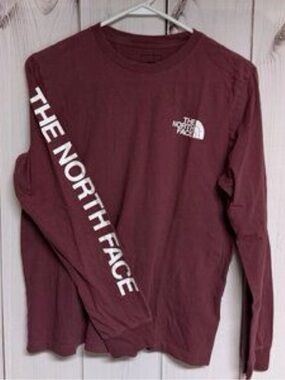 The North Face Maroon Long Sleeve Logo Tee